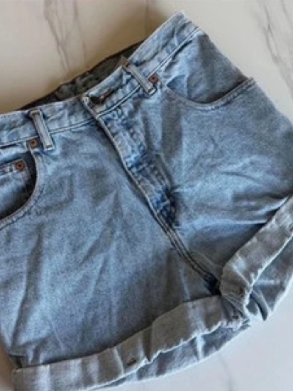 High-Waist Light Blue Denim Shorts for Women